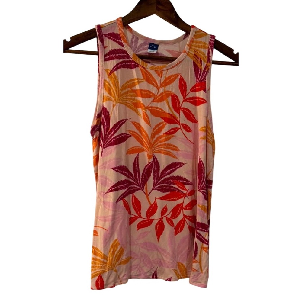 Old Navy Tank Top Womens XS Petite Excellent Tropical Luxe Leaf Print